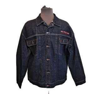 U.S. Polo Association Men's L Jean Jacket Blue 100% Cotton Pockets Logo